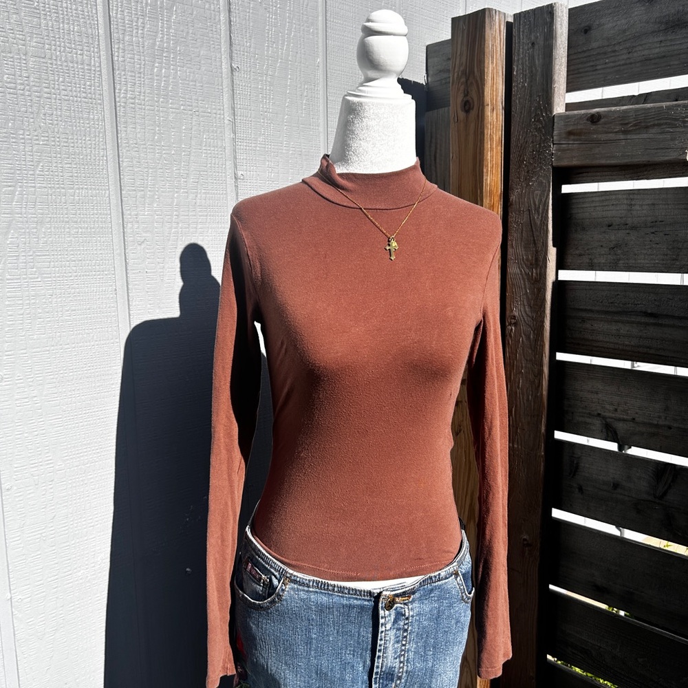 Hollister Brown Women's mock neck Top